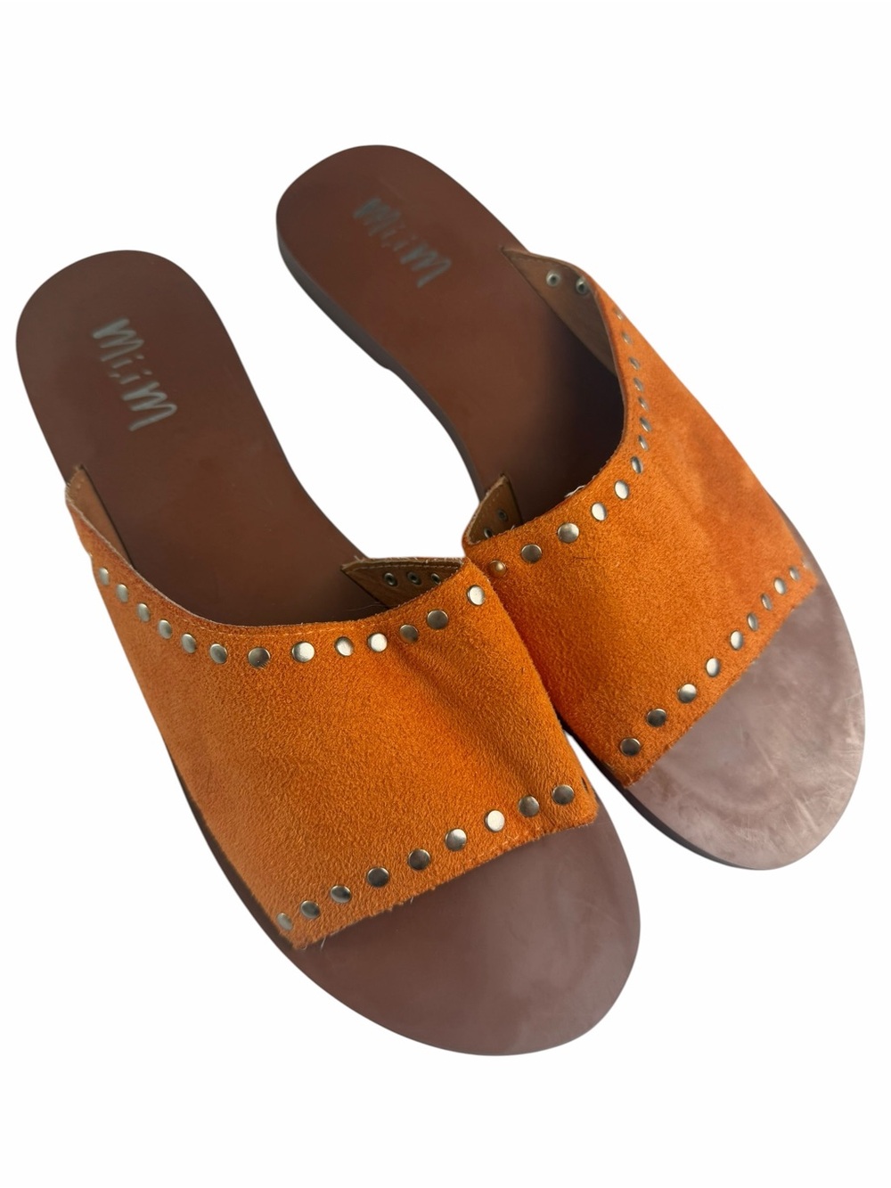 Mi.iM orange suede Studded Slide Sandals Size 8.5